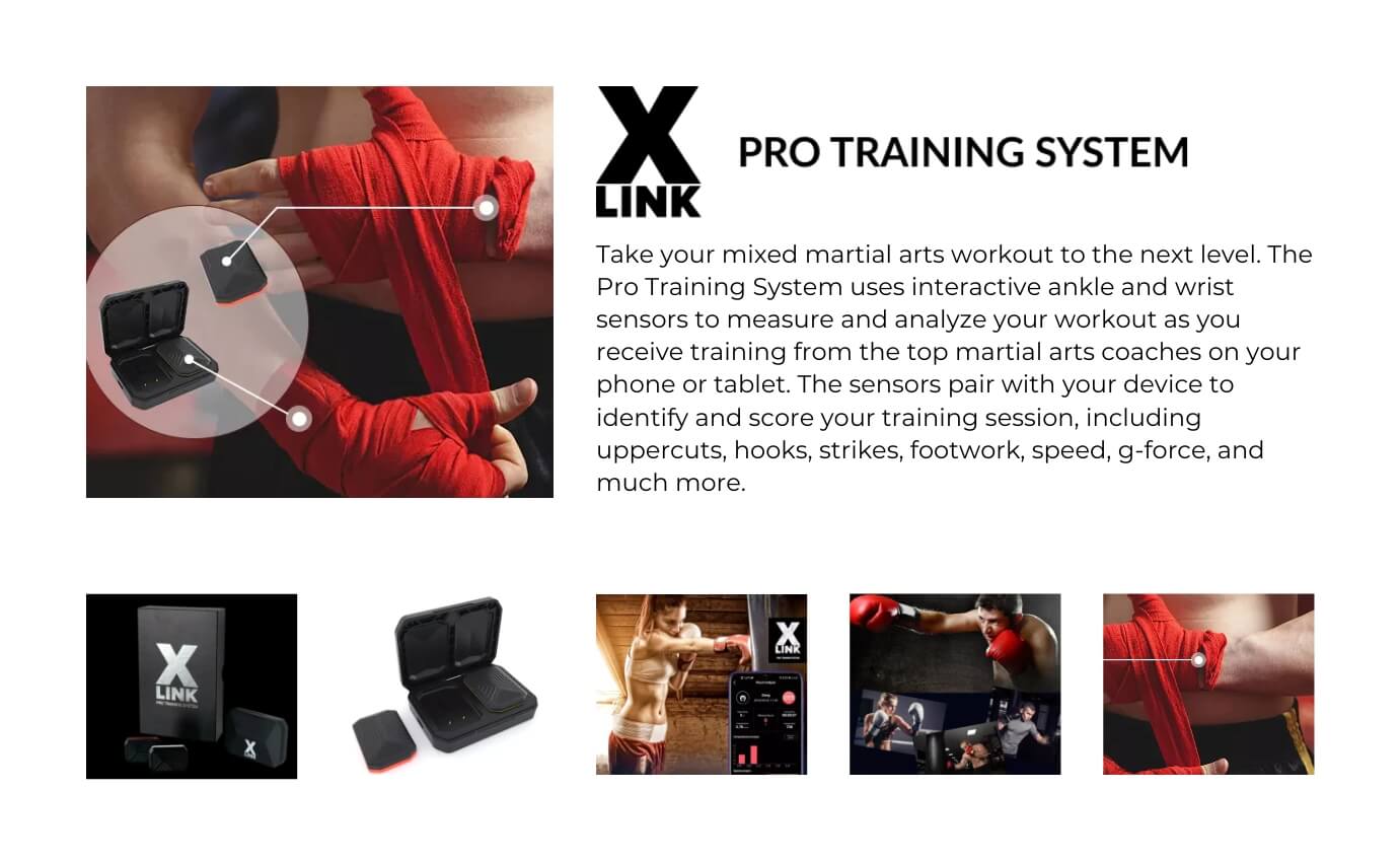 XLINK pro training system of interactive ankle and wrist sensors to analyze martial arts workout