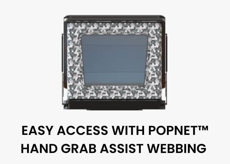 product development of easy access with popnet and grab assist webbing